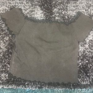 Olive off the shoulder crop top
